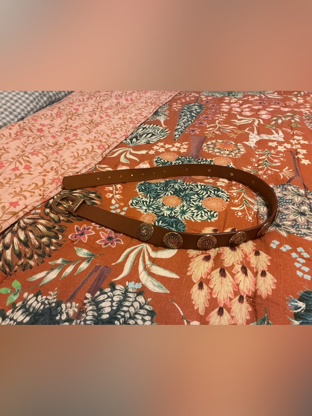 Anthropologie Brown Women's Decorative Button Belt